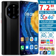 2021 Newest Mate40 RS 7.2Inch Smartphone 5800mAh 12+512G 24+48MP Full Screen Support Face Unlock Dual SIM 5G Android Mobilephone