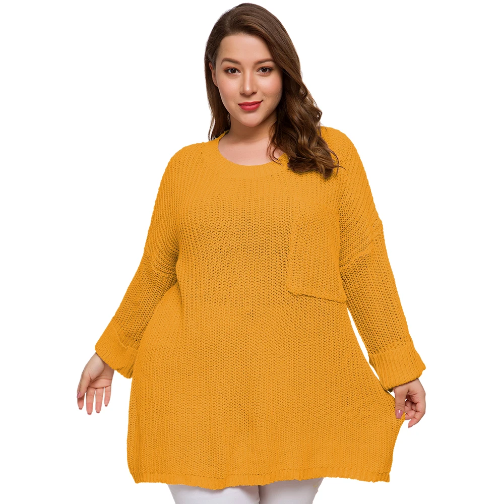 Loose Oversized Long Sweater Women Autumn Winter Long Sleeve Solid Knitted Casaul Sweters Damski Plus Size Pullover Clothes
