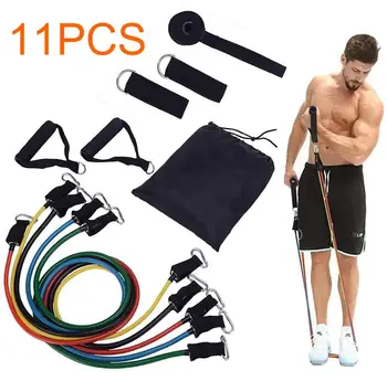 

11pcs/set Fitness Resistance Tube Band Yoga Gym Stretch Pull Rope Exercise Training Expander Door Anchor With Handle Ankle Strap