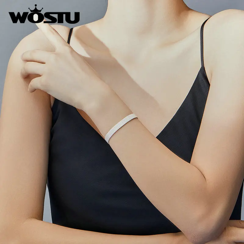 WOSTU, дизайн, подлинный 925 пробы, серебро, платина, браслет, подходит для оригинального дизайна, бусины для женщин, модное ювелирное изделие, BKX110