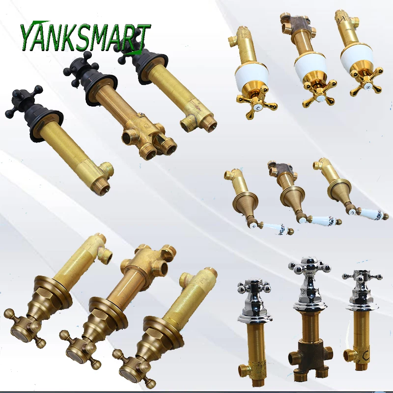 

YANKSMART Bathroom 3 Pcs Bathtub Water Control Valve Tap Control Mixer Valve Faucets Handle Bathroom Accessaries