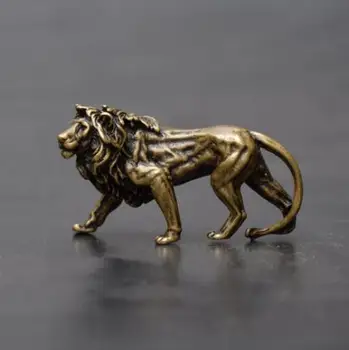

China's archaize pure brass lion small statue #6