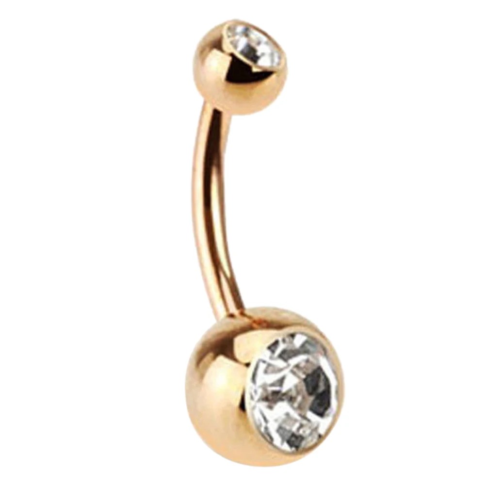 1Pc Curved Black Body Jewelry Punk Earrings Titanium Rhinestone Barbell