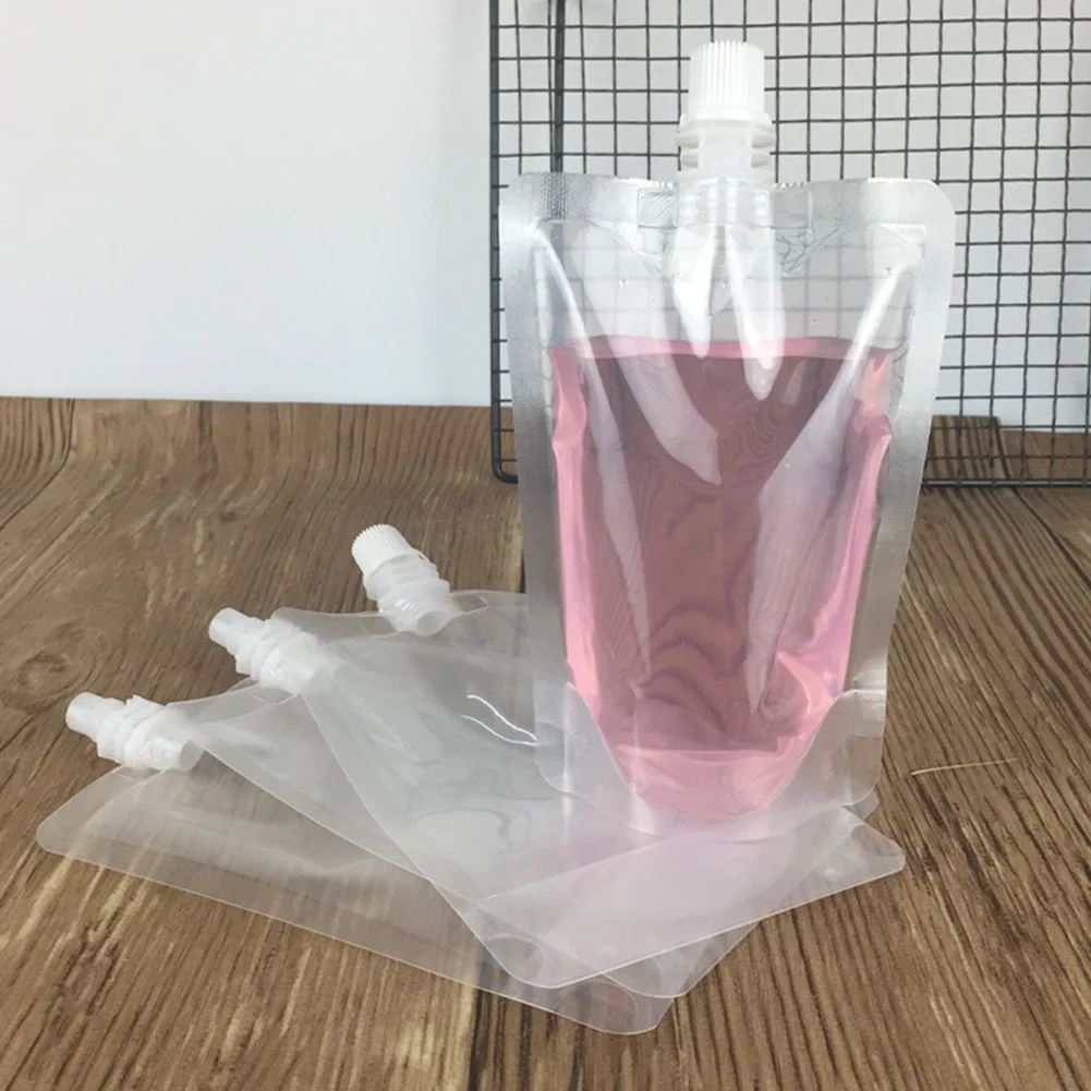 

100 Pcs Drink Pouch Milk Stand Up With Nozzle Disposable Beverage Packaging Bag Transparent Juice Sealed Durable Liquid Coffee