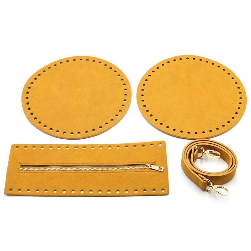 4PCS /Set DIY Woven Bag Handmade Handbag Belt Accessories Bag Bottoms Cover Leather Shoulder Strap For Shoulder Bag