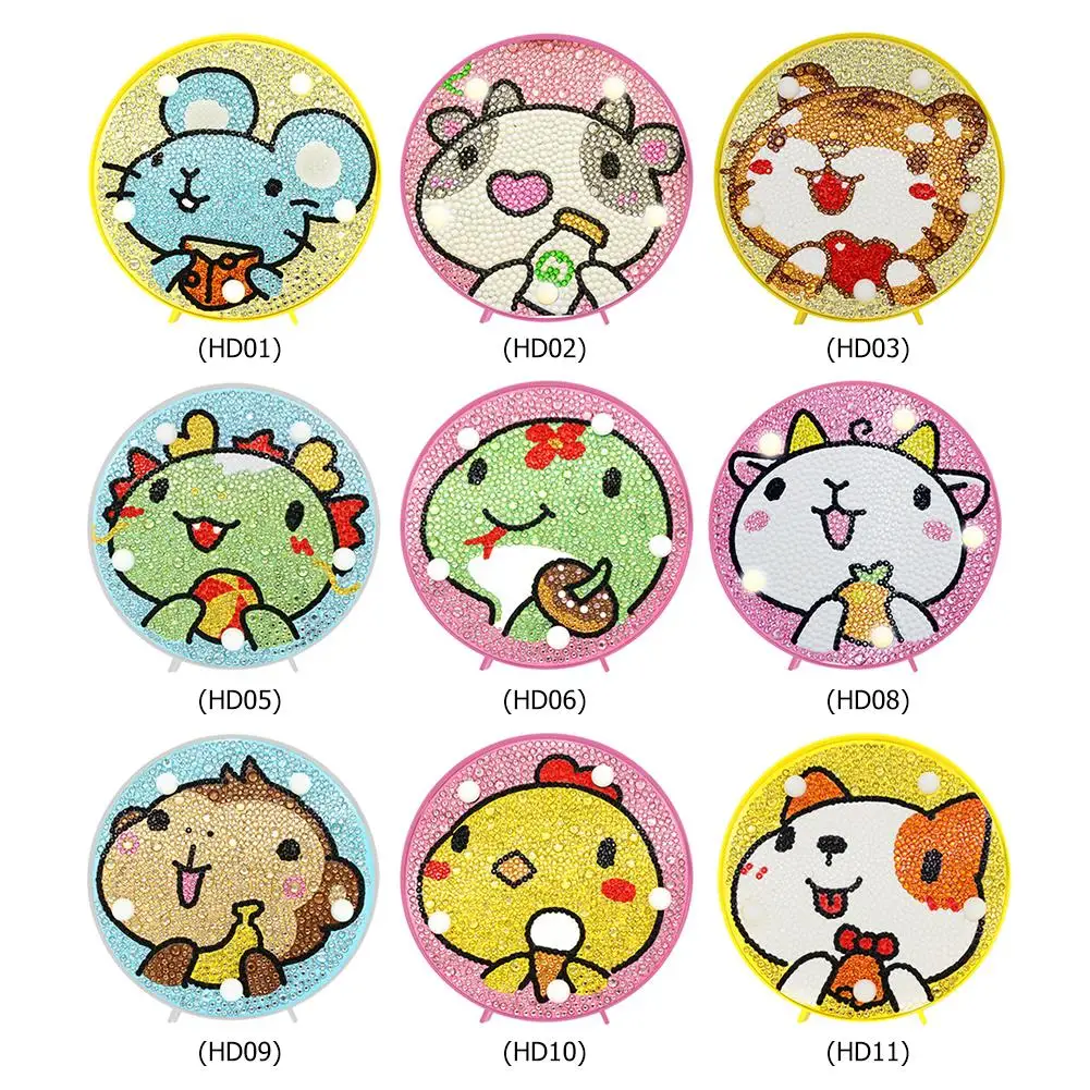 

Cartoon Animal DIY LED Diamond Painting DIY Full Drill Diamond Painting Light Bedroom Night Lamp Home Desk Decor Night Lamp Gift