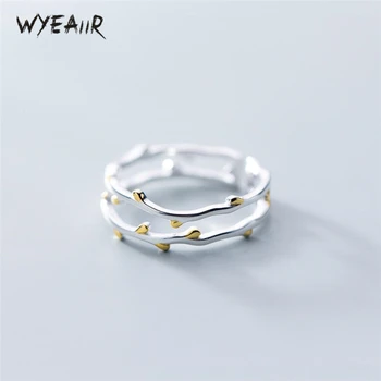 

WYEAIIR Simple Double Layer Summer Cool Branches Cute Student Gift 925 Sterling Silver Female Resizable Opening Rings