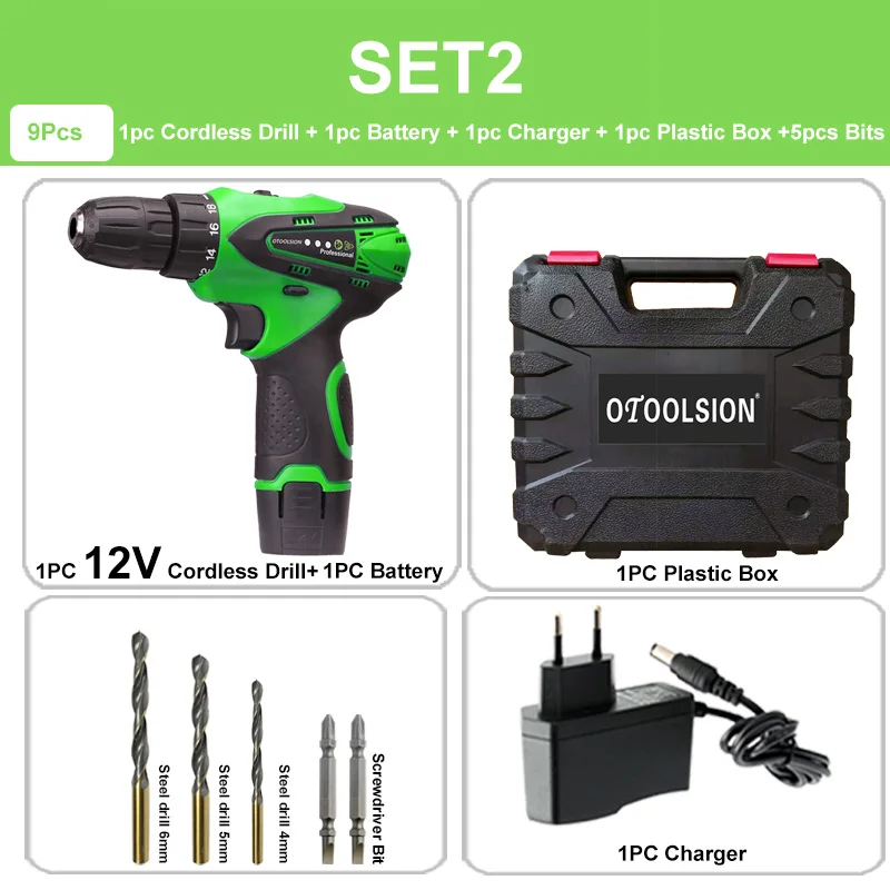 SET2 (1 pc battery) Двойная скорость 1.5Ah 12V батарея для аккумуляторной дрели сверлильный инструмент динамометрическая отвертка аккумулятор для электроинструмента для сверления в стальных деревянных керамических - Цвет: SET2 (1 pc battery)