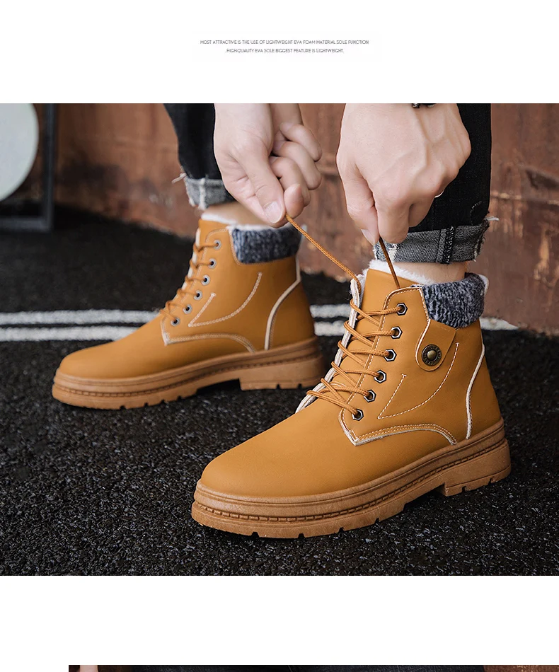 Waterproof Men Boots Winter Snow Boots Martin Boots Plus Velvet Cotton Shoes Male New Warm Boots Warm Cotton Shoes Size 39-44