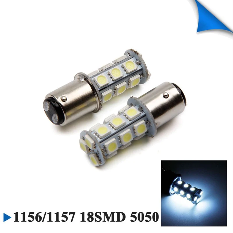 6 шт 5050 1156 BA15S 18SMD Белый светодиодный лампа P21w R5W R10W 1157 светодиодный лампы сигнала поворота Фары заднего хода автомобиля светильник Хвост Парковка
