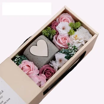 

gift box christmas Rose Soap Gift Box Christmas festival gift incense candle love square flower box bolsa packaging