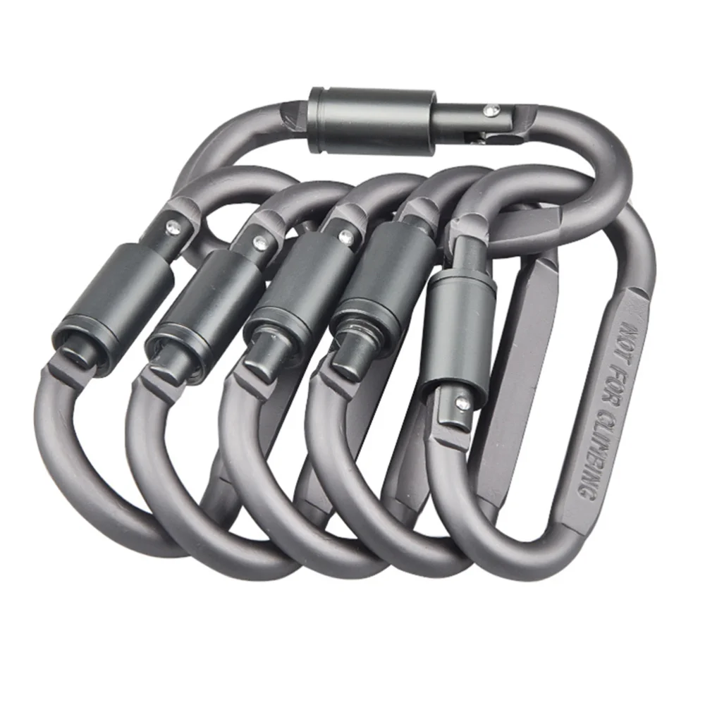 

5pcs Aluminum Carabiner D-Ring Key Chain Clip Snap Hook Karabiner Camping Keyring