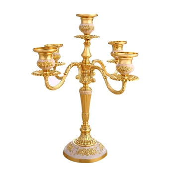 

Nordic Candle Holder Gold 5 Arm Candelabra Centerpieces Candlelight Dinner Romantic Light Ornaments Luxury Bougeoir Decor FC184