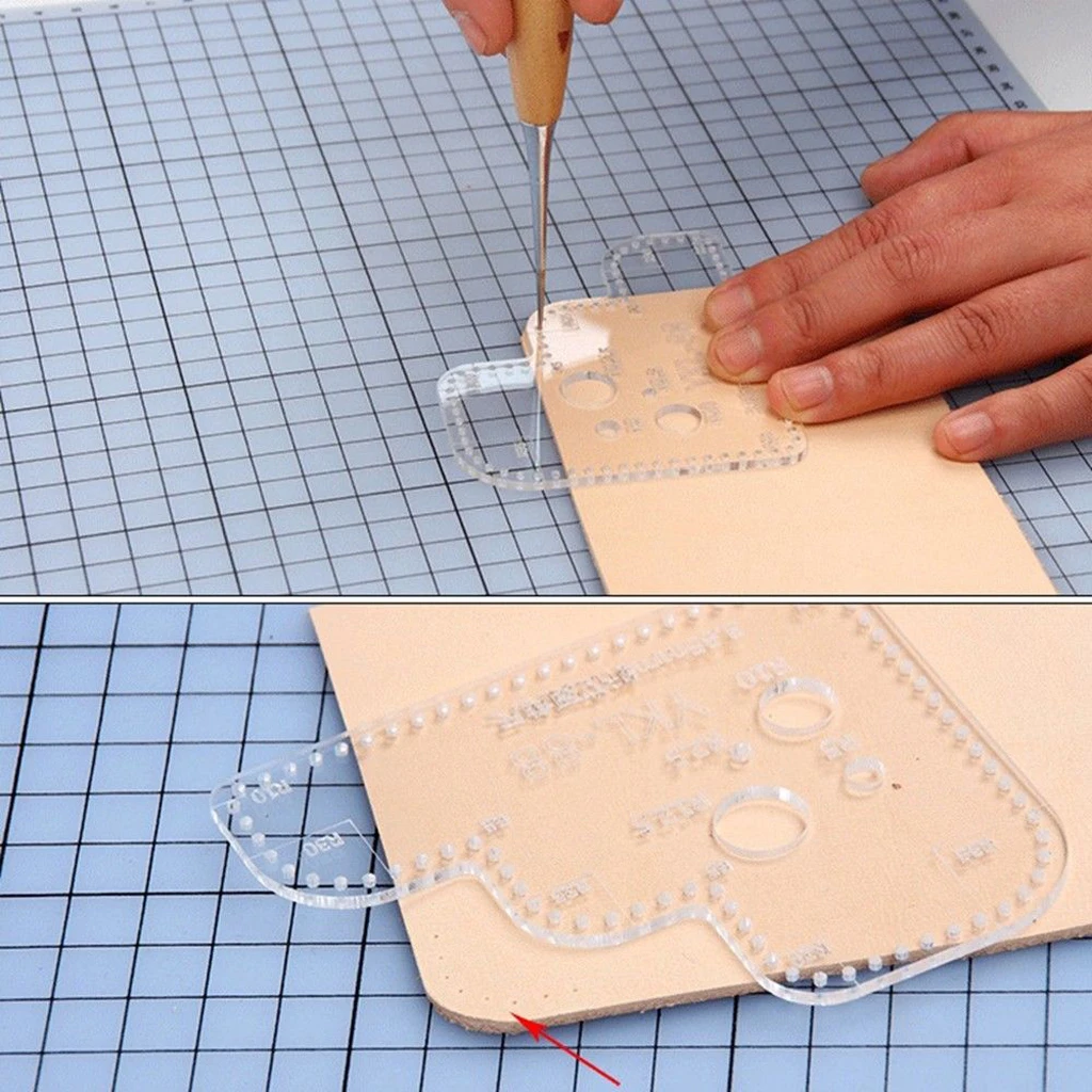 1Pcs Acrylic Leather Craft DIY Wallet Bag Circle Corner Pattern Template Tool
