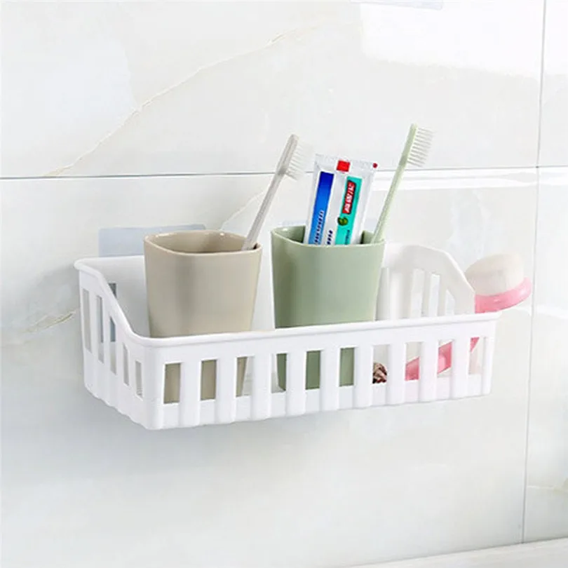 Kitchen Bathroom Wall Storage Shelf Hanging Rack Corner Basket Holder Bathroom Storage Organizer Shelves #4d13 (9)