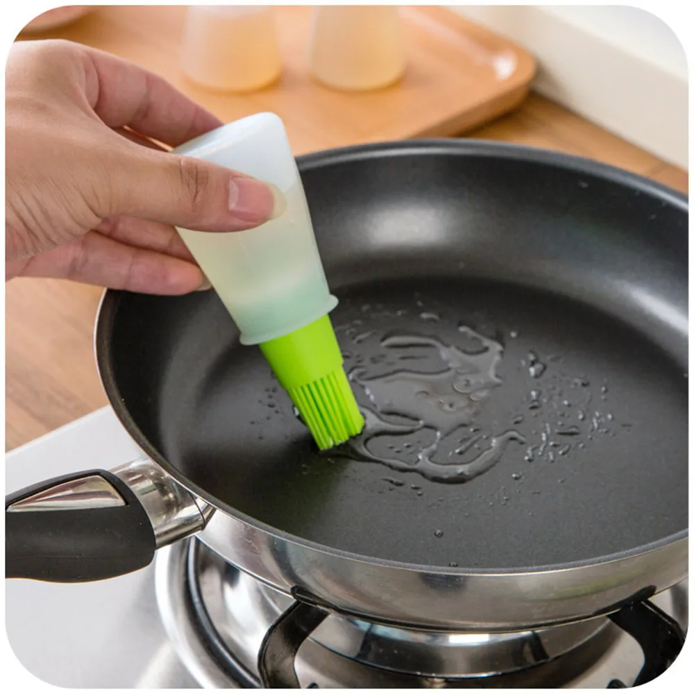 Pancake Baking Basting Oil Control Brush Silicone Butter Brush with Oil Bottle High Temperature Resistant BBQ Tool Oil Brush