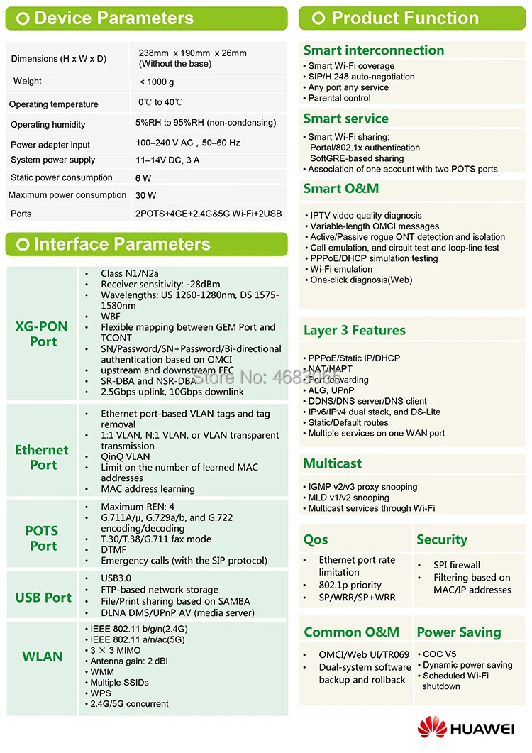 Huawei HN8245Q gepon ftth onu 2Pots+ 4GE+ 2,4G& 5G wifi+ 2USB совместим с hua wei olt такая же функция, как и HG8245H HG8240H ont