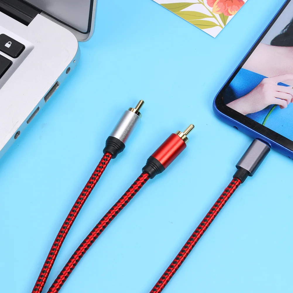 

USB Type C Male to 2 RCA Male Audio Cable for Xiaomi Huawei Tablet Speaker