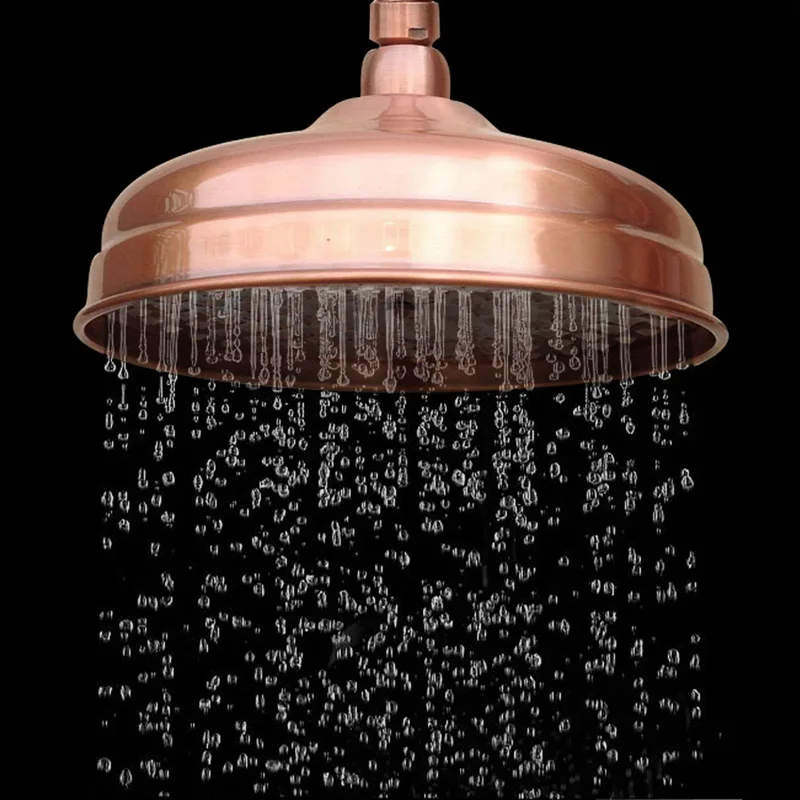 Round Antique Red Copper Brass 8 inch Bathroom Bath Rainfall Sprayer Shower Head 