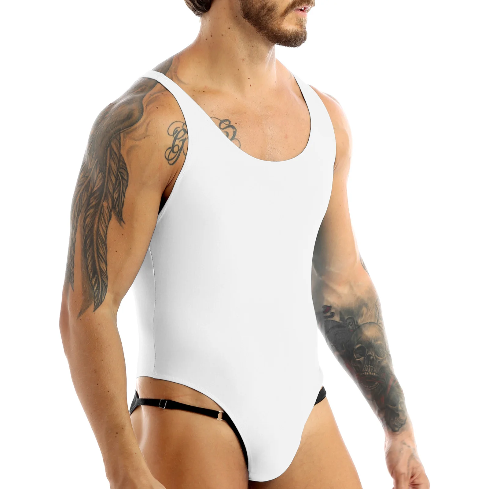 MSemis Men Body suit High Cut Thong Leotard Bodysuit Bodystocking One-piece Makini Bodysuit Leotard Singlet Underwear Swimmsuit Men Bodysuit Jumpsuit
