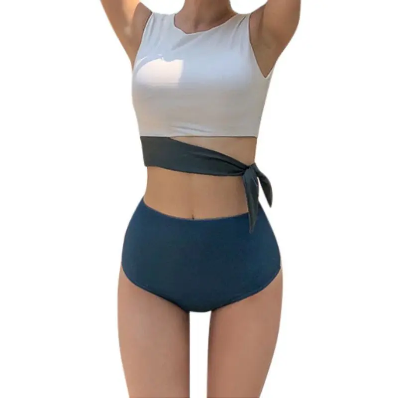 

Sexy High Waist Bikini Swimsuit Women Swimwear Bandeau Split Swimsuit Cutout Boxer Bikini Bathing Suit Beach Wear Swimming