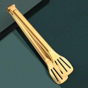 

2PCS Stainless Steel BBQ Tong Food Serving Salad Bread Meat Fruit Clamp Kitchen Clip Cooking Utensils