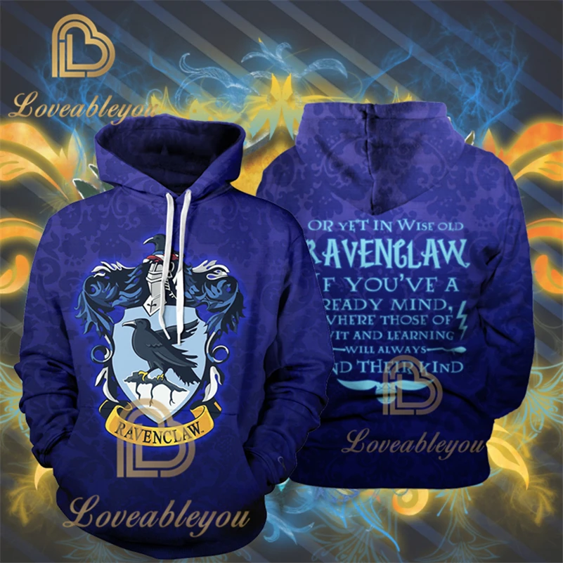 Ravenclaw Wizardry Gryffindor Slytherin Ravenclaw косплей костюм для мужчин и женщин толстовки пуловер Trackusits Повседневная куртка на молнии - Цвет: Ravenclaw