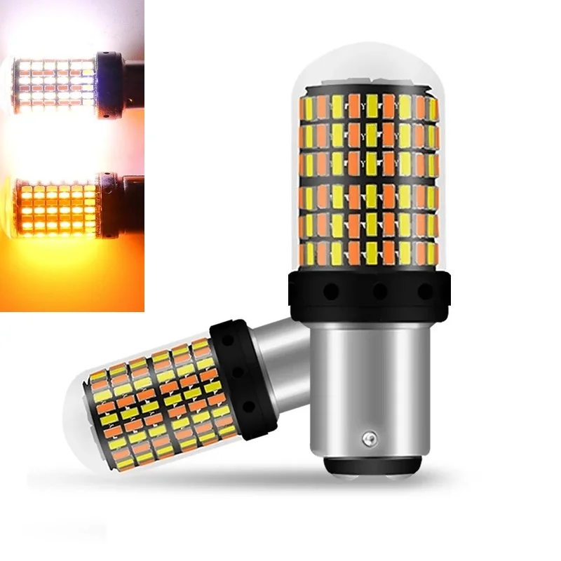 1PCS BAY15D led brake light 1157 7443 3157 bulb 168smd canbus lamp white yellow T20 T25 signal dual color 12V | Автомобили и