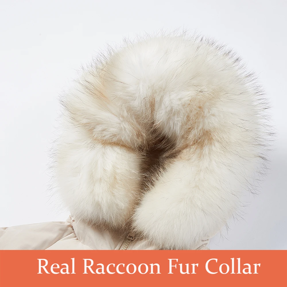 YAYA Women's Winter Duck Down Jacket Real Raccoon