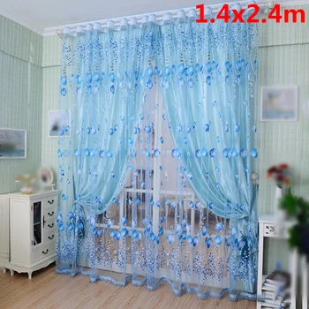 

Floral Tulle Voile Door Window Curtain Drape Panel Sheer Scarf Divider