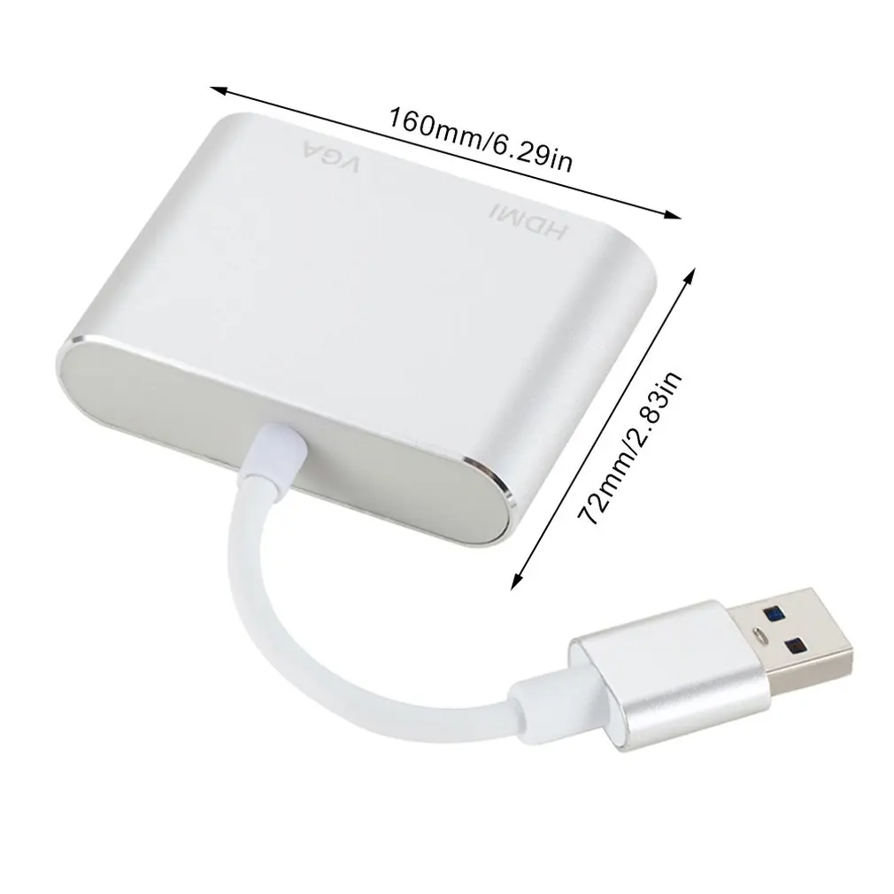 USB3.0 to HDMI VGA Adapter 4K HD 1080P Multi-Display 2-in-1 USB to HDMI Converter Audio Video Cable For Macbook Computer