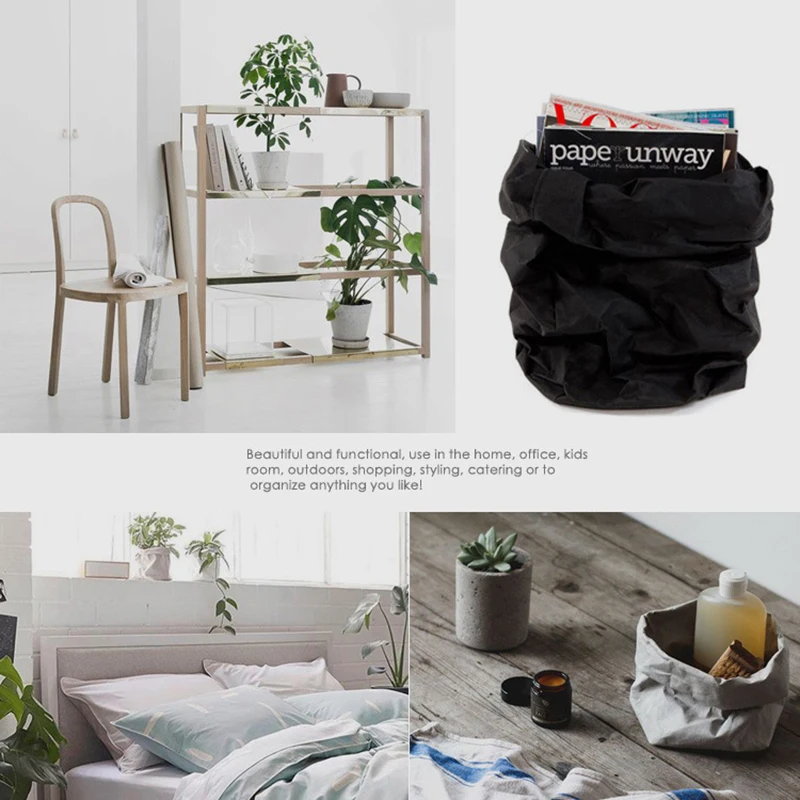 Крафт-бумажный пакет в скандинавском стиле для домашнего хранения, набор горшков для цветов, хозяйственная сумка для хранения