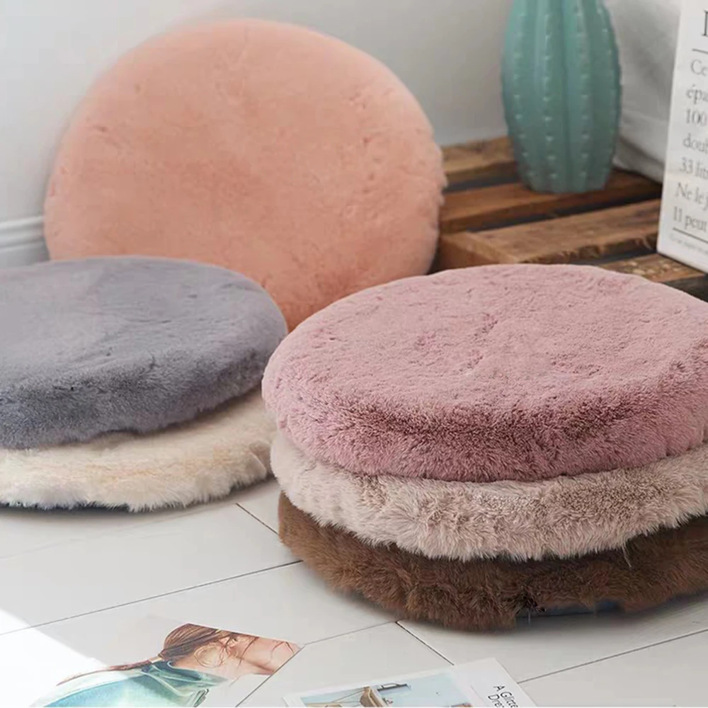 

Round Cushion Thickened Removable Washable Dressing Stool Round Cushion Tatami Mat Bay Window Cushion Household Longhair Cushion