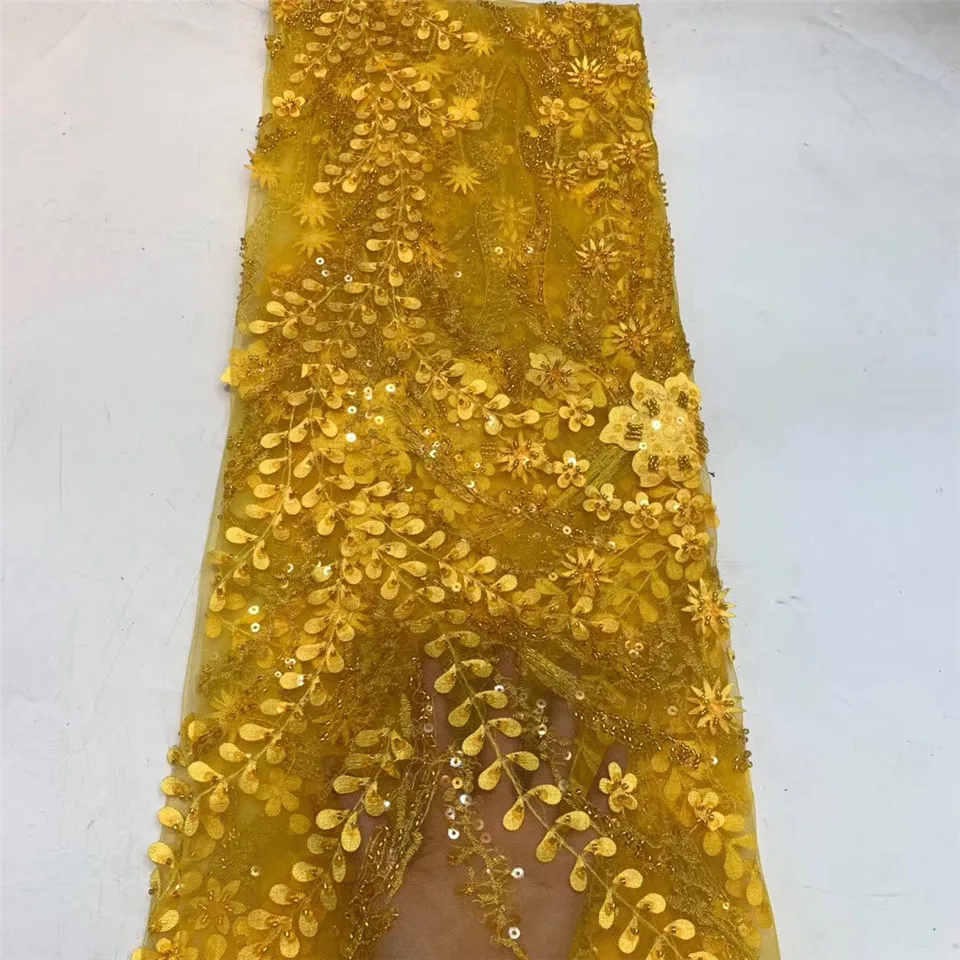 

High Quality French Tulle Lace Fabric Embroidered Sequins Nigeria African Mesh Lace Fabric, Suitable For Party Wear ZX36751