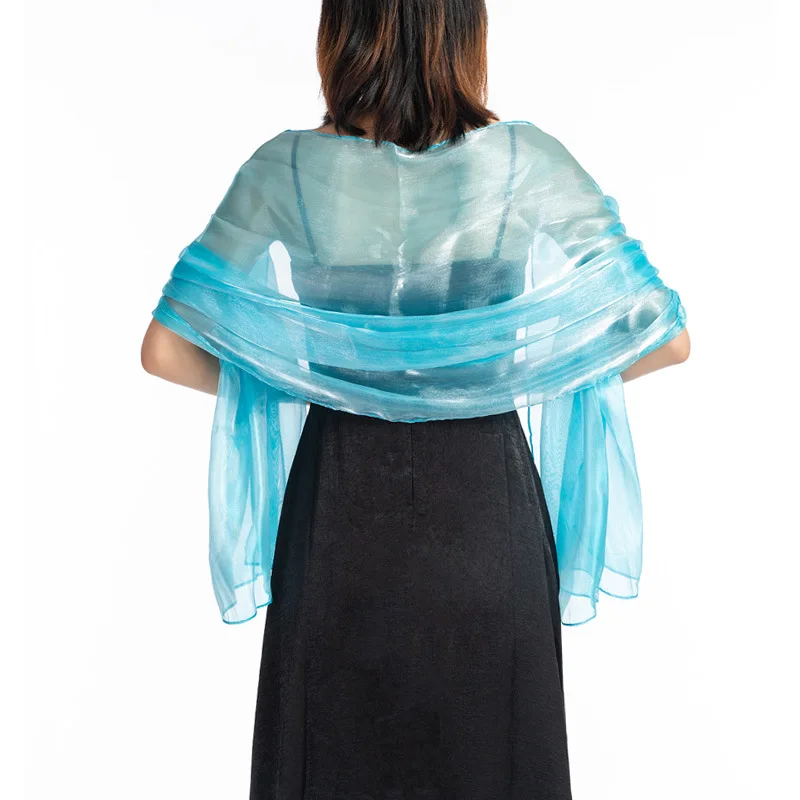 Sparsil Женский Осенний Шелковый шарф из иматата, Одноцветный длинный платок, Весенняя накидка для свадебной вечеринки, высокое качество, элегантные женские шарфы, 22 цвета - Цвет: 15Lake Blue