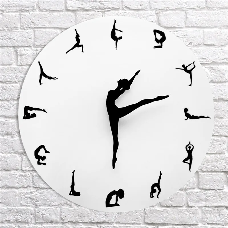 

Yoga Postures Wall Clock Ballet Dancing Girl Silent Modern Wall Clock Watch Home Decor Meditation Decor Yoga Studio Relax Gift