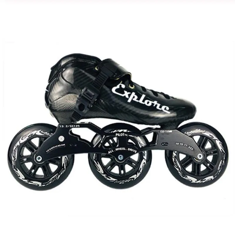 125 мм, 3 колеса, марафон, роликовые коньки для катания на роликах, большие, 3X125 мм, обувь для катания на коньках, для спортивных гонок, для детей, взрослых, углеродное волокно