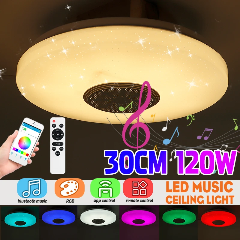 Dimmable Led Ceiling Light With bluetooth Speaker Smart App Remote Control Modern LED Ceiling Lights Music Lamp for Livingroom glass ceiling lights