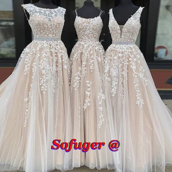 

Custom Made Aline Wedding Dresses V Neck Beads Crystal Belt Pleat Appliques Flowers Vestidos de Noivas Abiti Da Sposa Bridal