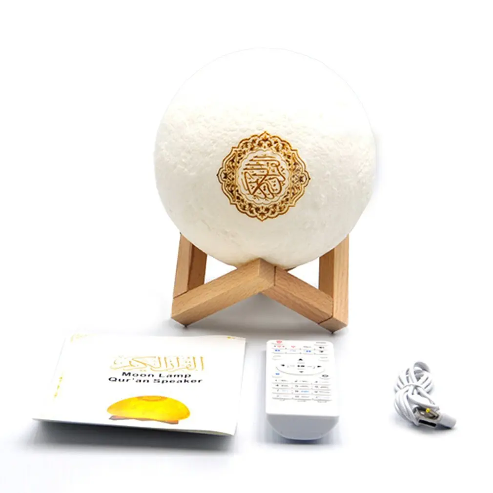 

3D Print LED Round Moon Night Light Lamps Home Decor Bedroom Bookcase Moon Lamp for Christmas Creative Gift with Wooden Stand