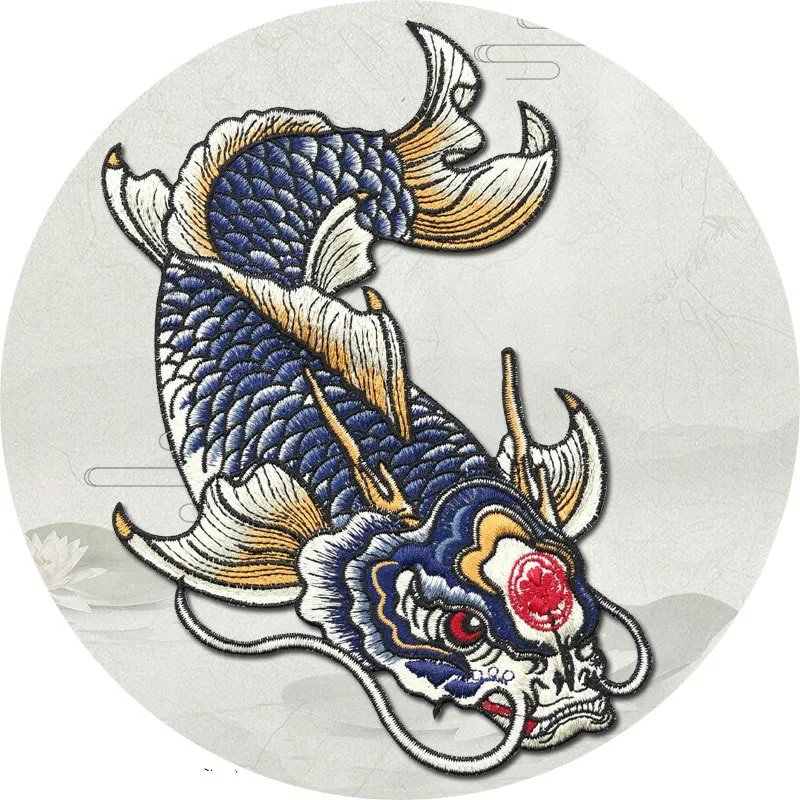 Японский Zephyr серии Koi симметричный Большой патч кальмаров украшения одежды мешок моды ручного шитья Ткань наклейки