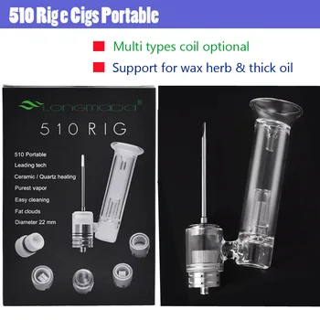 

Longmada Portable 510 Rig glass Bongs Wax & Dry Herb Vaporizer Mr.Bald Ceramic Quartz heating Multi Coils Hookahs Vapor Vape Pen