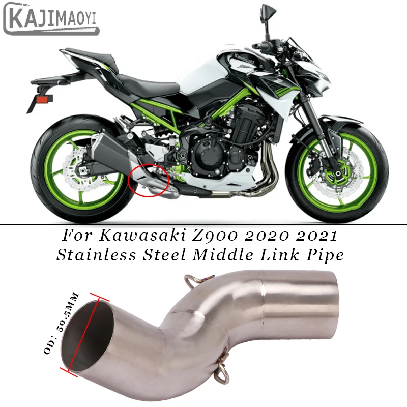 

Motorcycle Exhaust Modified Stainless Steel Middle Link Pipe Connection 51mm Muffler Slip On For Kawasaki Z900 2020 2021