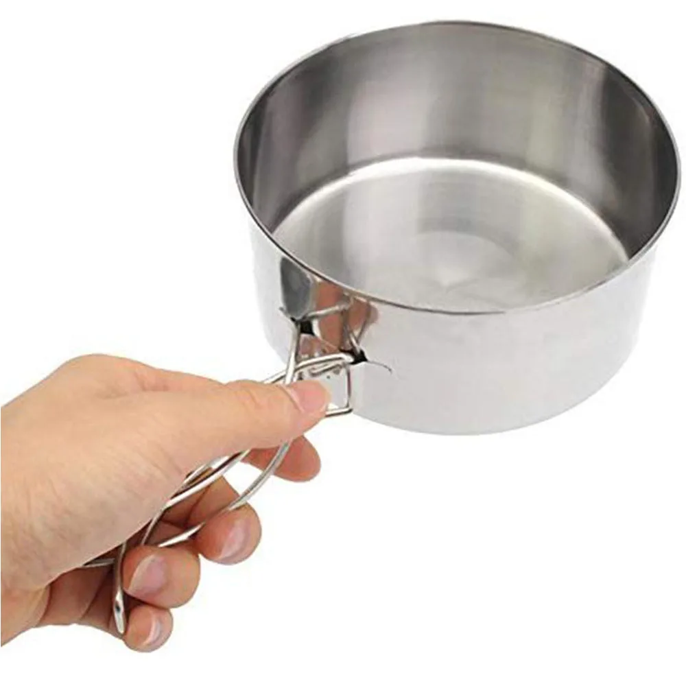 8Pcs/set Ultra-light Stainless Steel Outdoor Picnic Pot Pan Kit Outdoor Camping Hiking Mini Cookware Bowl Cup Cover Cooking Set - Image 6