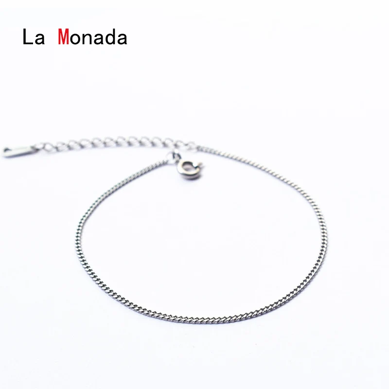La Monada минималистичный браслет из стерлингового серебра 925 пробы с регулируемой