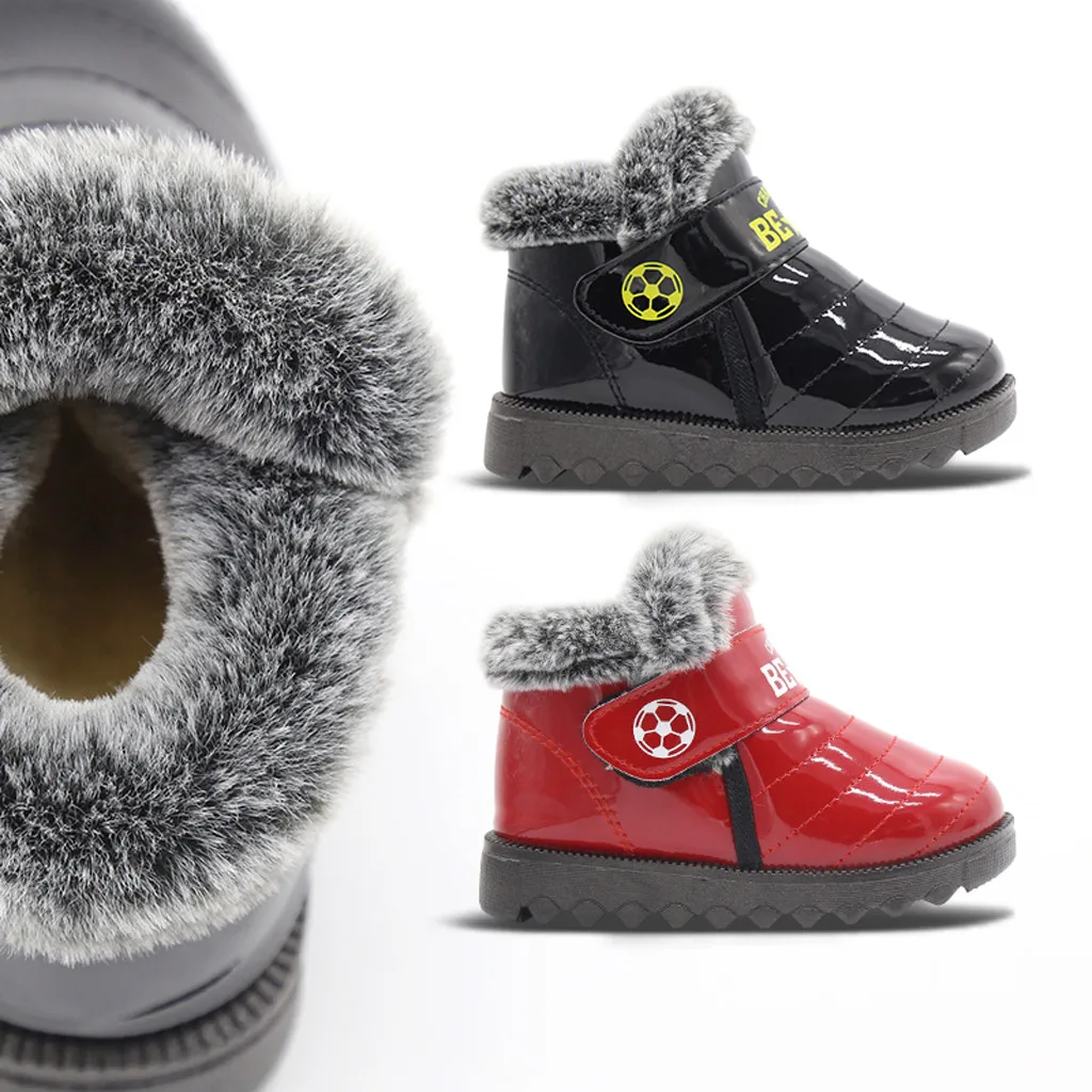 TELOTUNY; Детские кожаные зимние ботинки для маленьких девочек; детская Нескользящая зимняя водонепроницаемая теплая Толстая обувь; бархатные ботинки; XS05