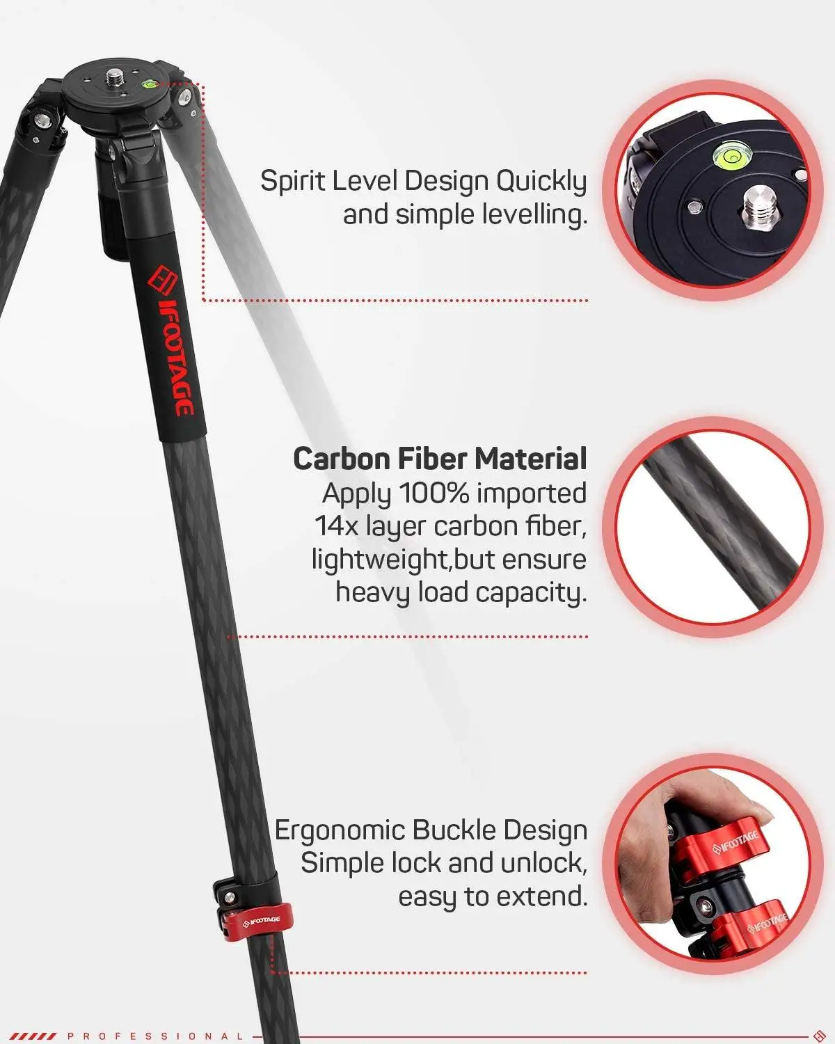 - IFOOTAGE Gazelle Series TA5SAmpTC5SAmpTA6SAmpTC6S Travel Professional Tripod Carbon Fiber Camera Tripods 3 Sections For CANON DSLR