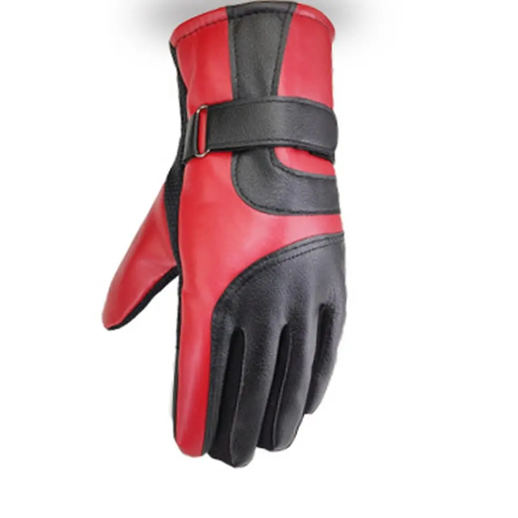 Leather Red Теплые перчатки с сенсорным экраном осенние и зимние ветрозащитные водонепроницаемые Нескользящие перчатки с сенсорным экраном Спортивные Перчатки для фитнеса и верховой езды - Color: Leather Red