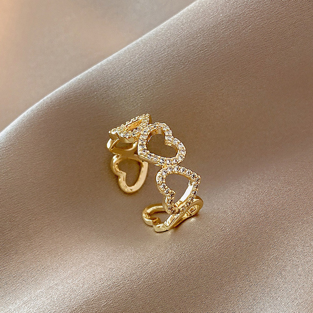 Sexy Zircon Open Rings For Women Trend Heart Pearl Wedding Party Adjustable Ring Girls Elegant Jewelry Gifts