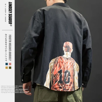 

Lindsey Seader Hip Hop Shirt Mens Shirts 2020 New Fashion Basket Boy Oversized Men's Shirts Long Sleeve Shirt Men Blouse Top